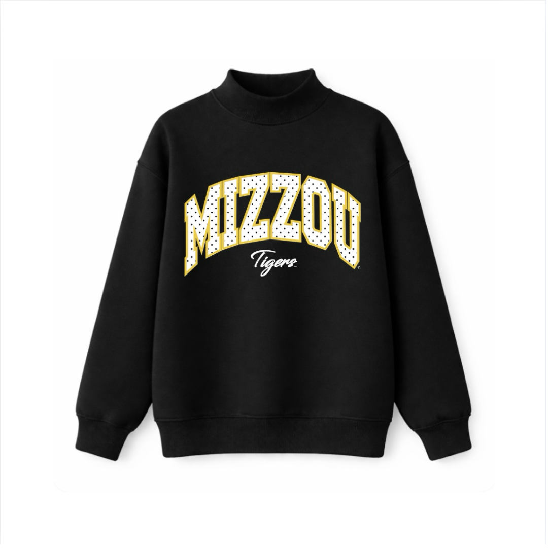 Mizzou Dotted Varsity Mockneck