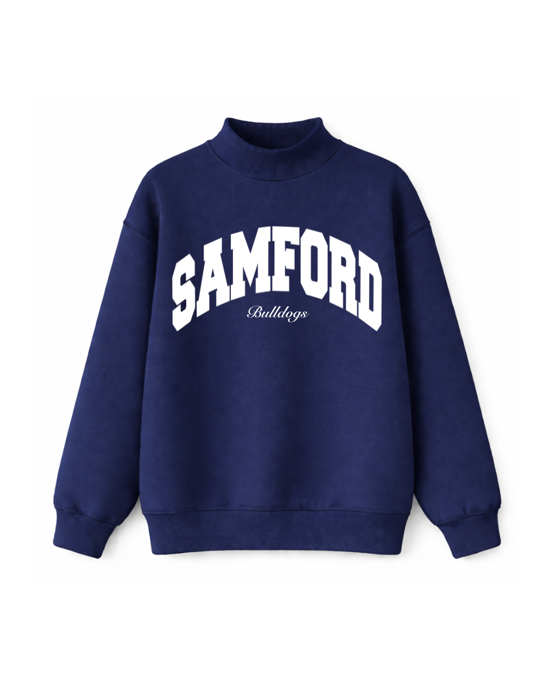 Samford Navy and White Cursive Mockneck