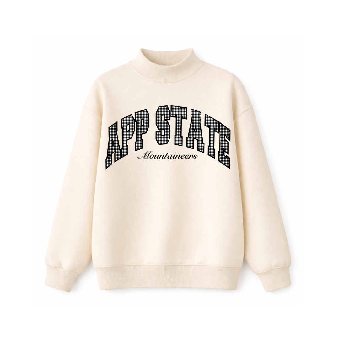 APP STATE Black Gingham+Cream Mockneck