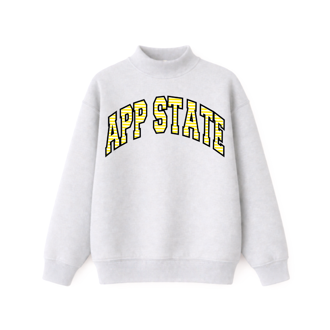 APP STATE Grey Yellow+White Stripe Mockneck