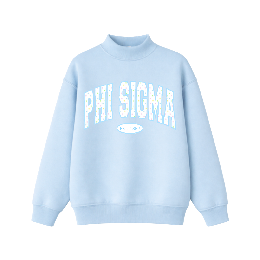 Phi Sigma Blue Cotton Candy Mockneck