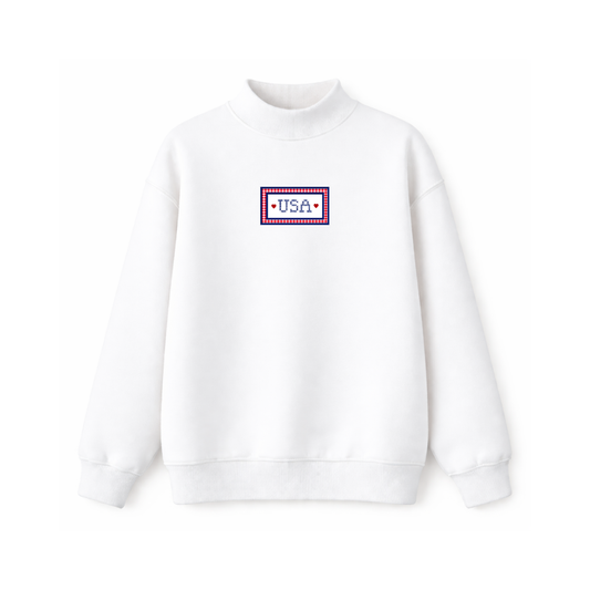 USA Needlepoint Mockneck