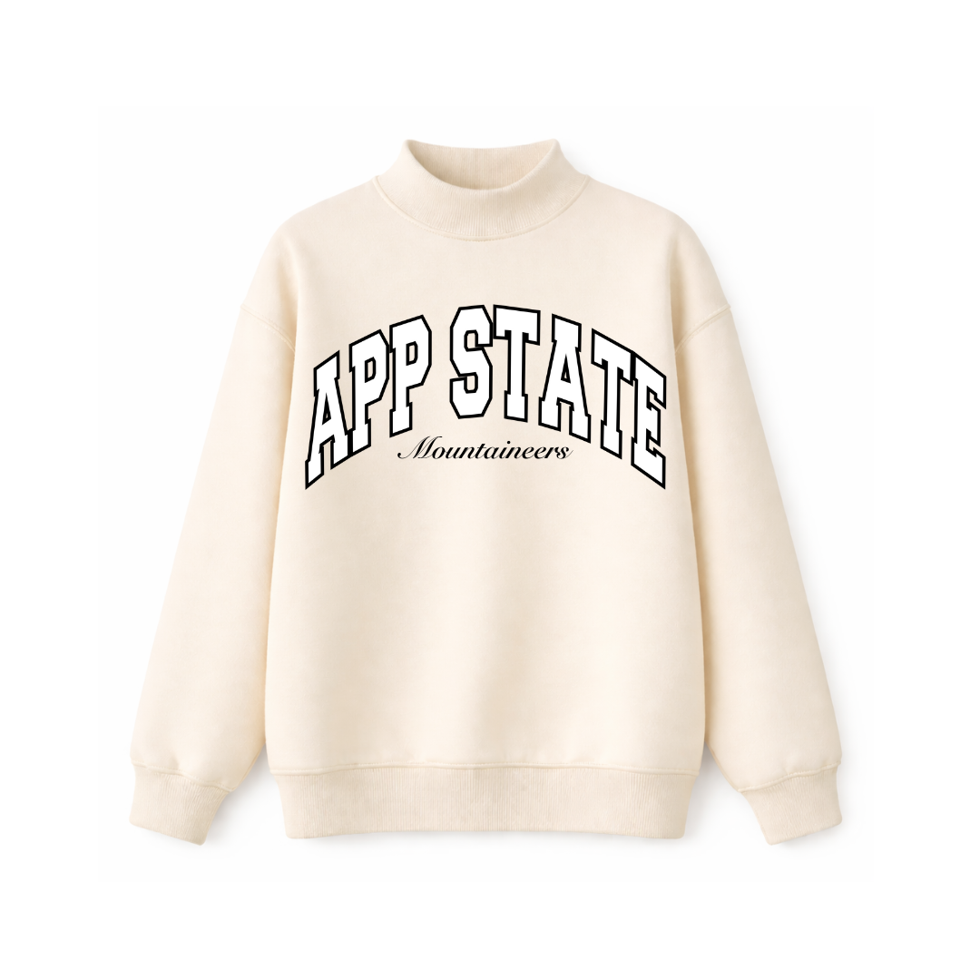 APP STATE Black and White Cream Mockneck