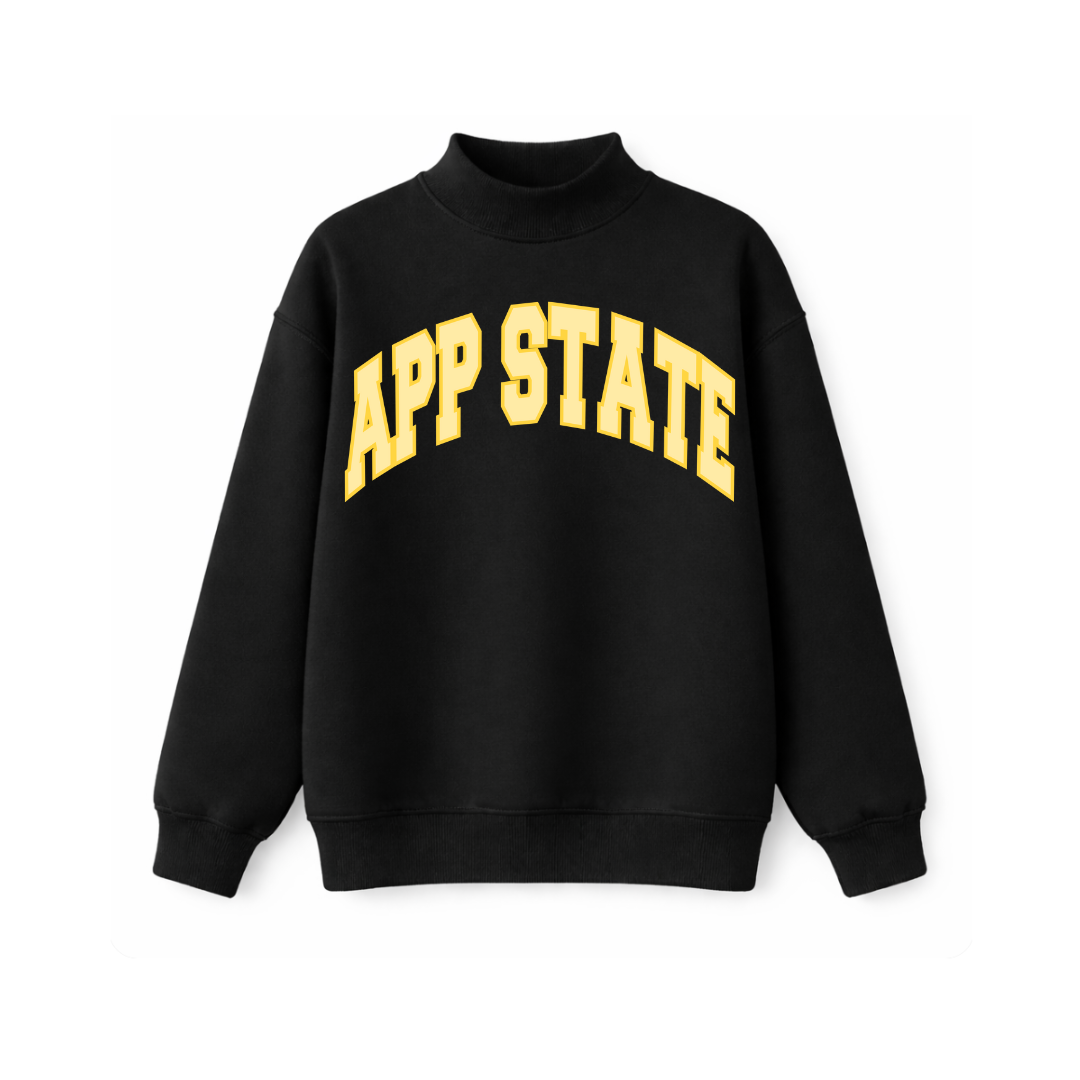 APP STATE Black and Gold Mockneck
