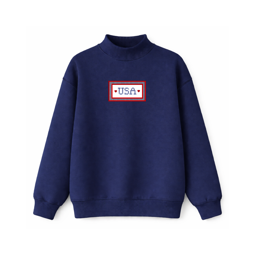 USA Needlepoint Mockneck