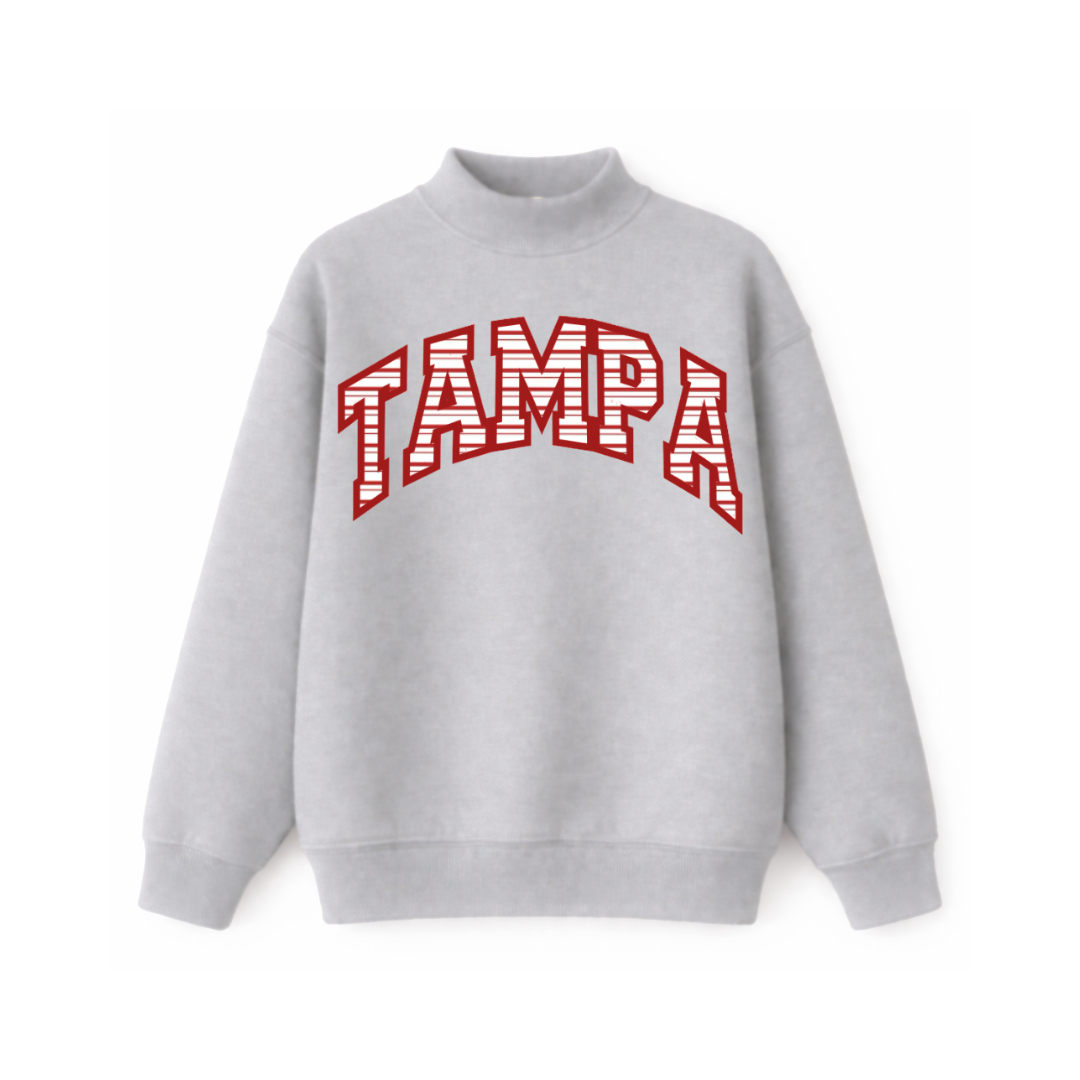Red Stripe Tampa Grey Mockneck