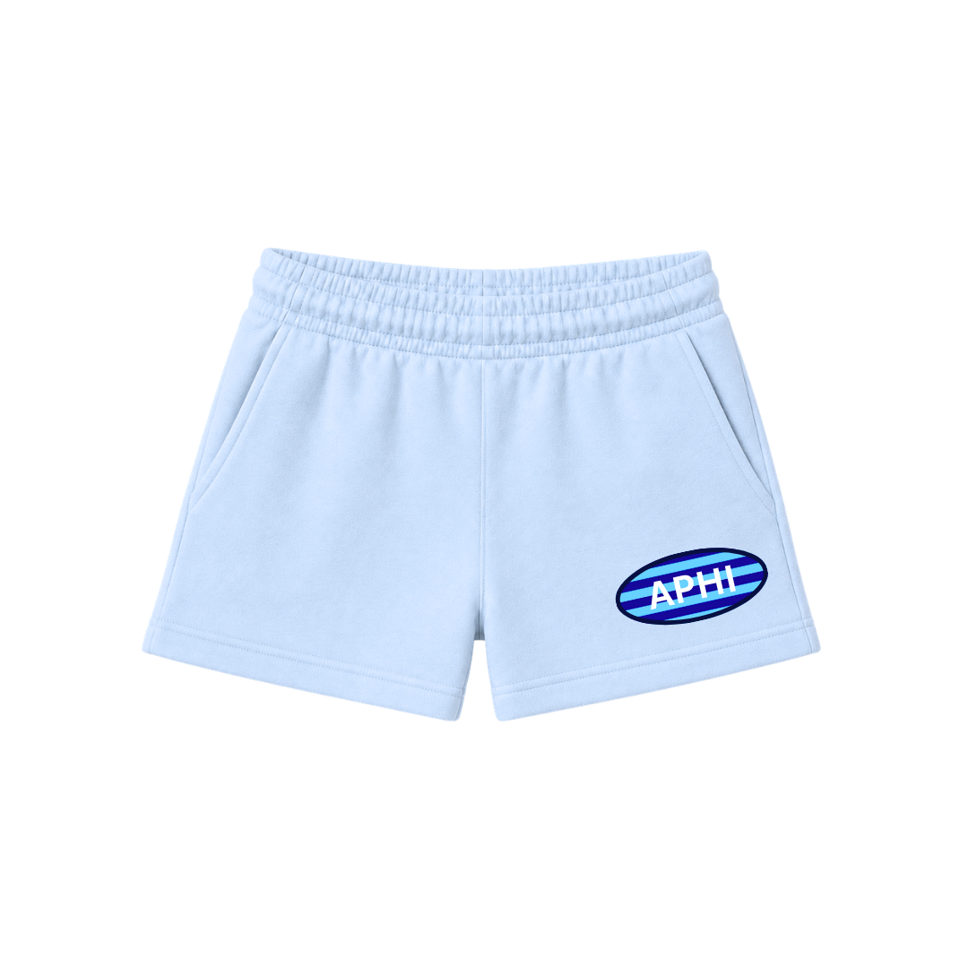 Blue Stripes White Letters Sweat-shorts