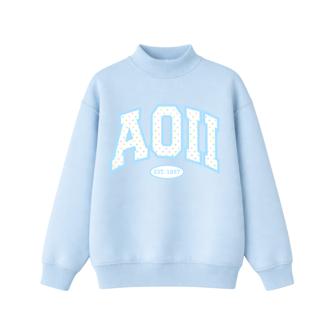AOII Blue Cotton Candy Mockneck
