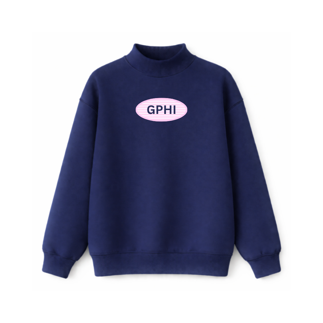 Pink and White Stripes Patch Mockneck