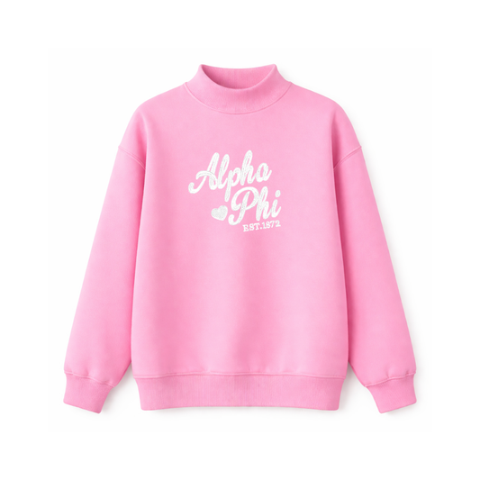Alpha Phi Cursive Mockneck