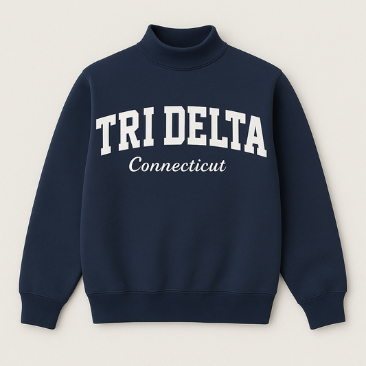 Tri Delta Cursive Mock Neck