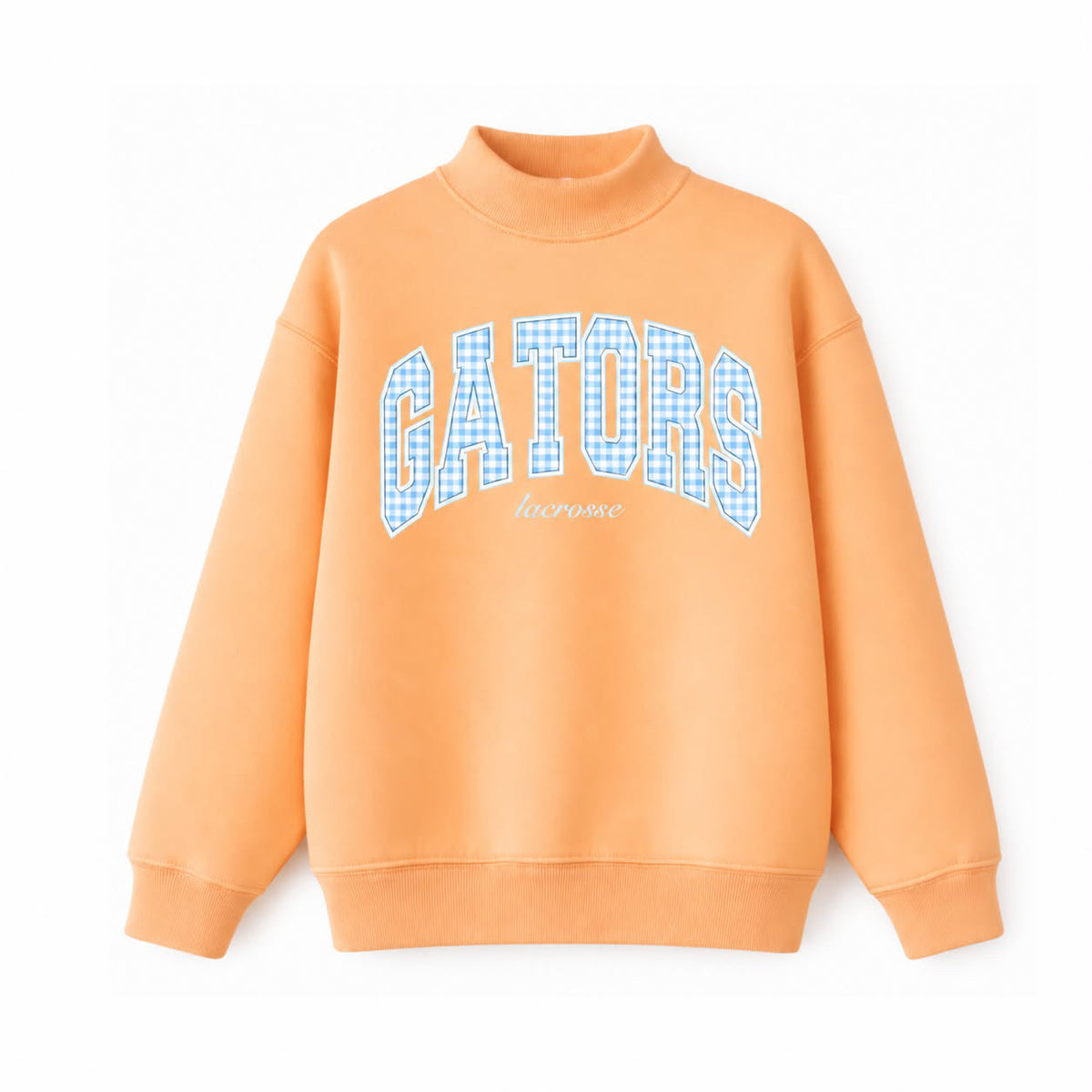 Orange and Blue Gingham Lacrosse Mockneck