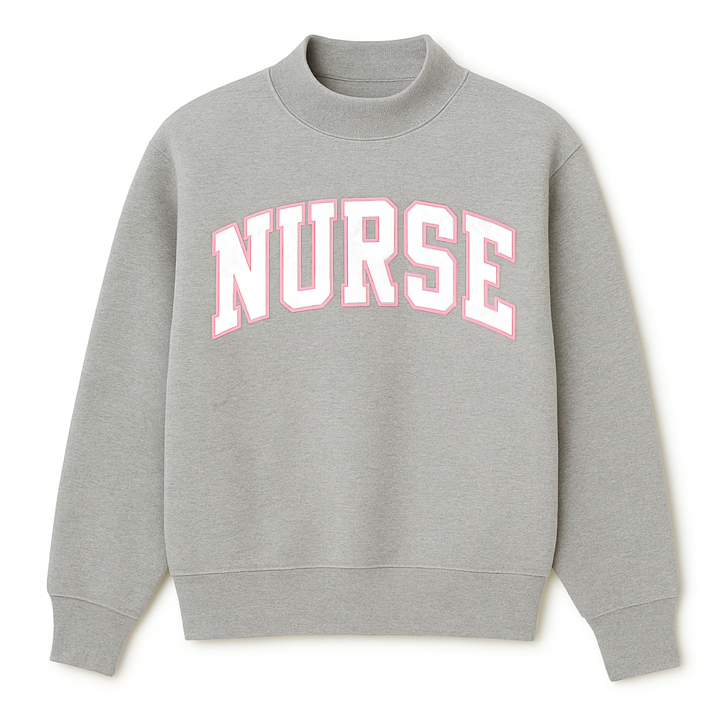Grey+Pink Nurse Mockneck
