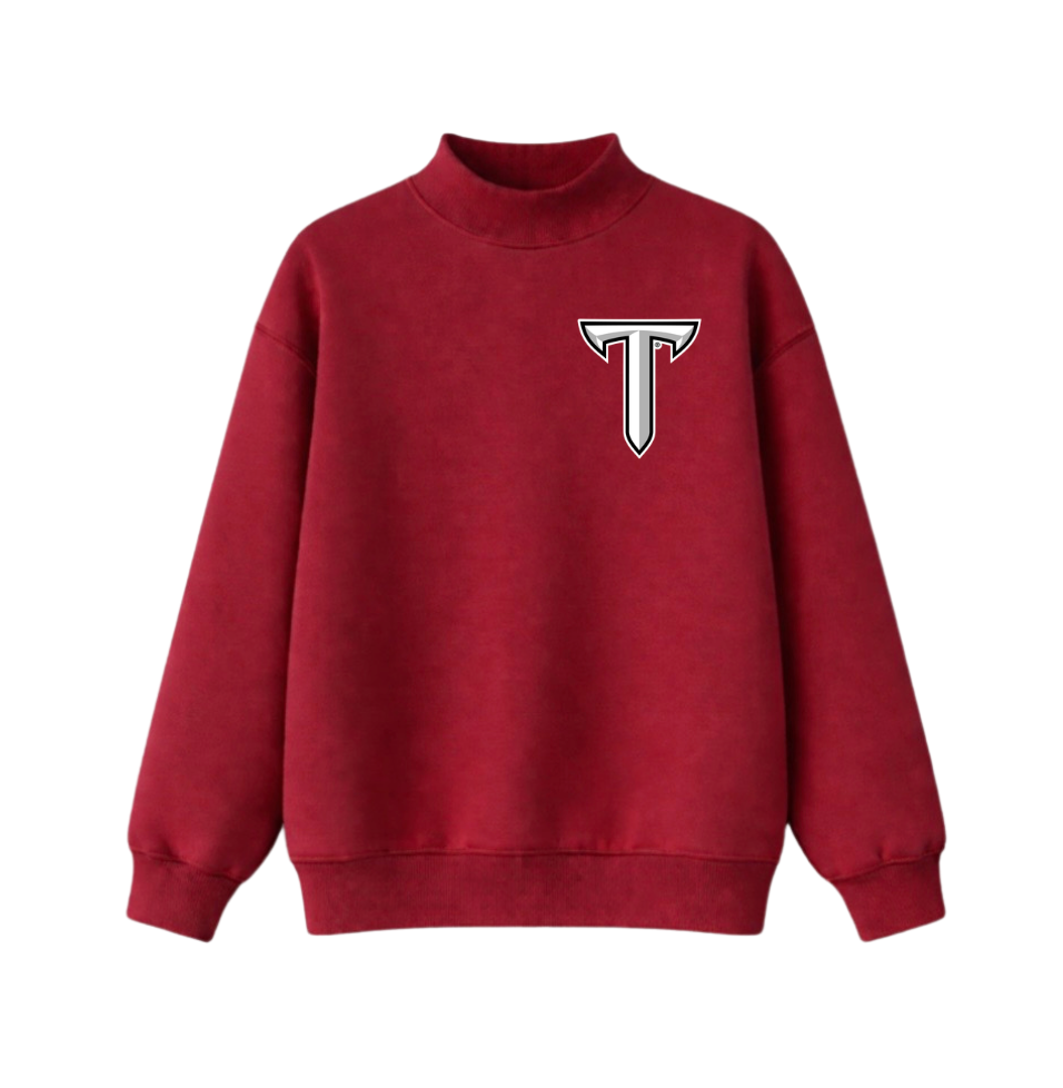 Maroon Troy Logo Mockneck