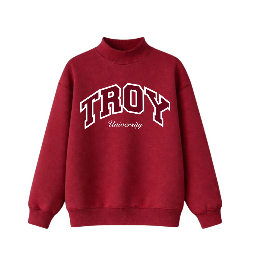Maroon Troy Varsity Mockneck
