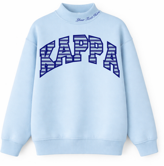 Mariner Stripe Neck Embroidered Mock