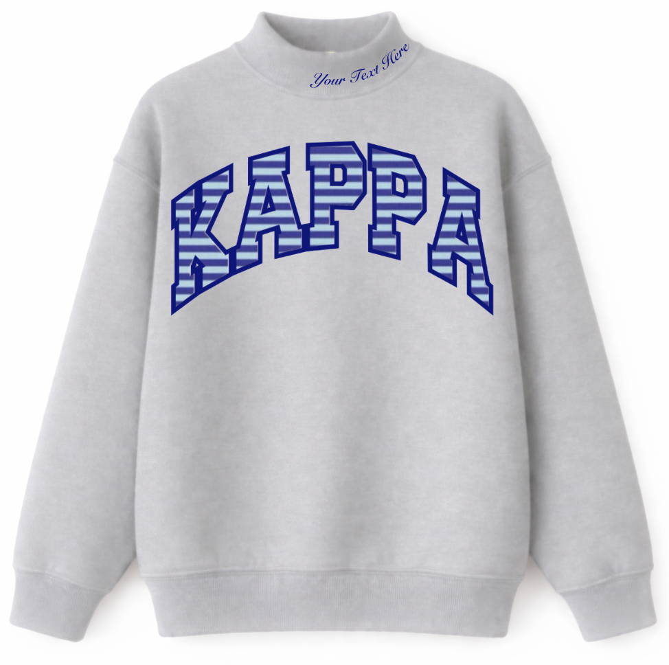 Mariner Stripe Neck Embroidered Mock