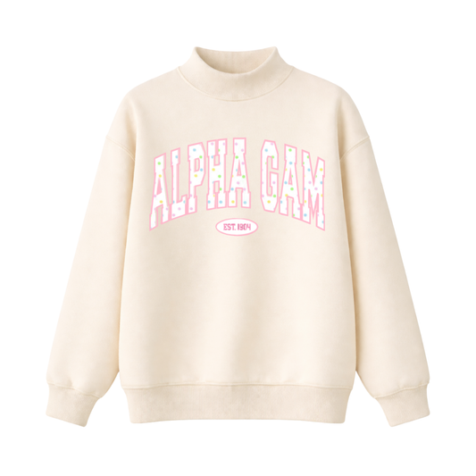 Alpha Gam Confetti Mockneck
