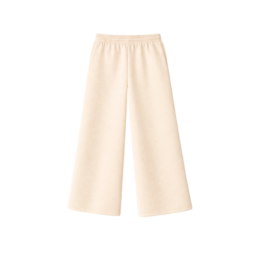 Cream Wide Leg Sweatpants