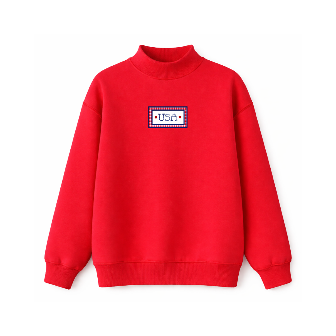 USA Needlepoint Mockneck