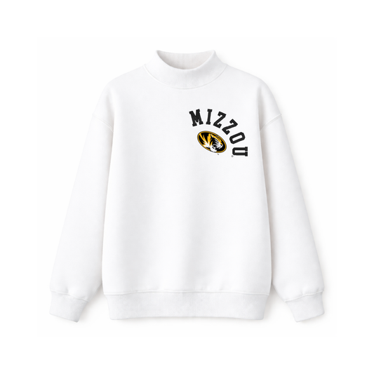 MIZZOU Vintage Varsity Mockneck- White