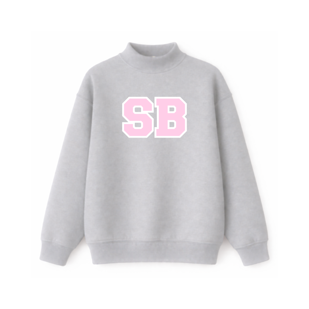 Grey Initial Mockneck