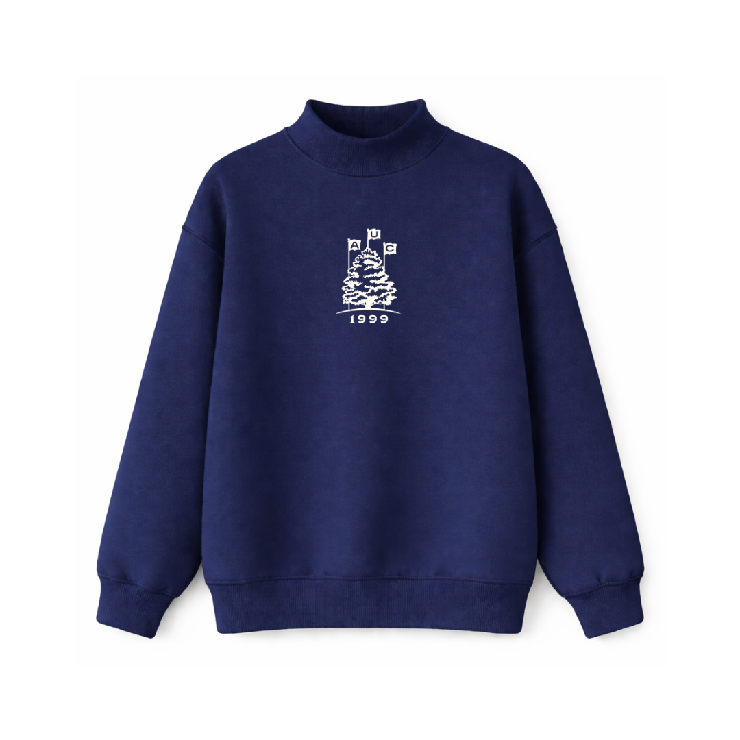 Navy Blue and White AUC Logo Mockneck