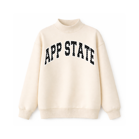 APP STATE Cream Balck+White Polka Dot Mockneck