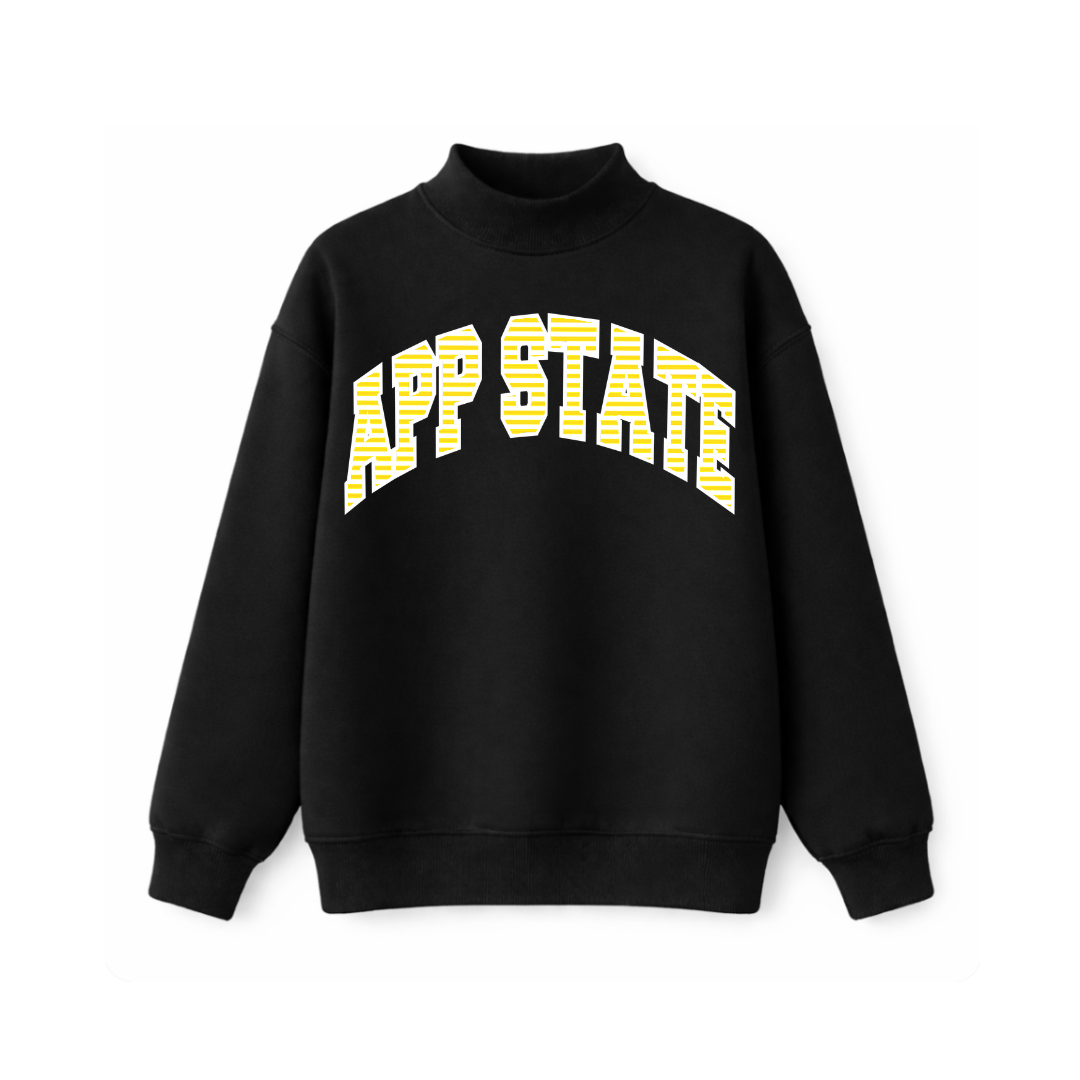 APP STATE Black White+Yellow Stripe Mockneck
