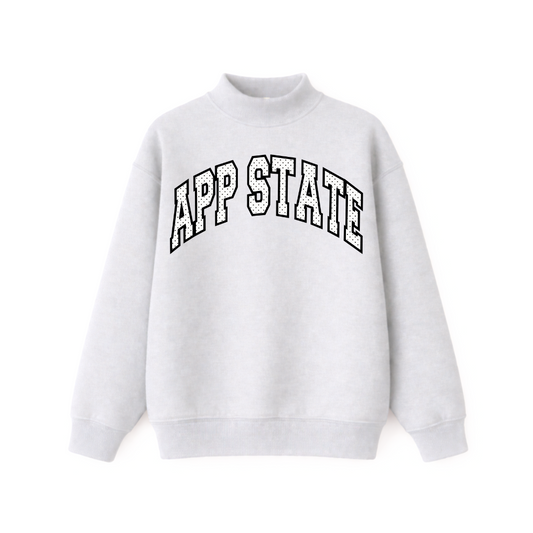 APP STATE Grey White+Black Polka Dot Mockneck