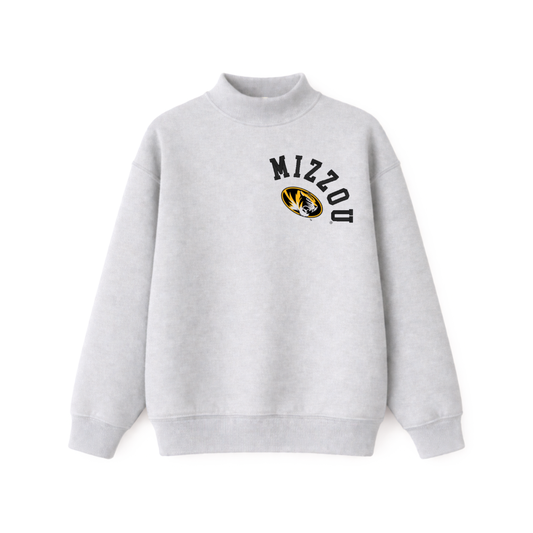 MIZZOU Vintage Varsity Mockneck- Grey