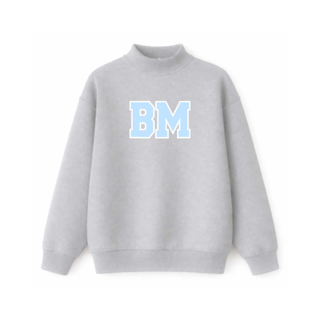 Grey Initial Mockneck