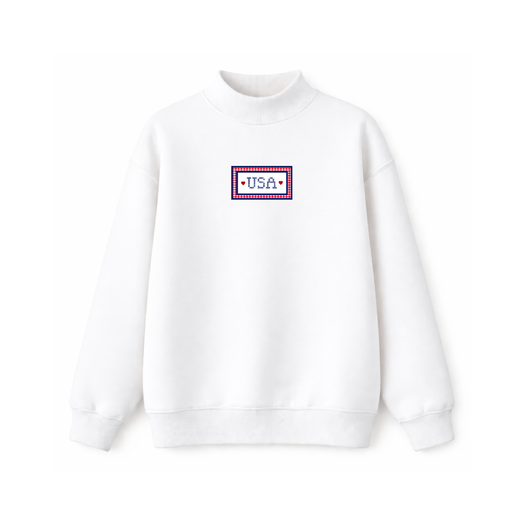 USA Needlepoint Mockneck
