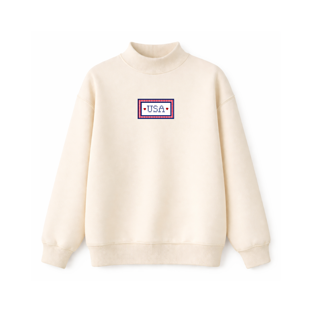 USA Needlepoint Mockneck