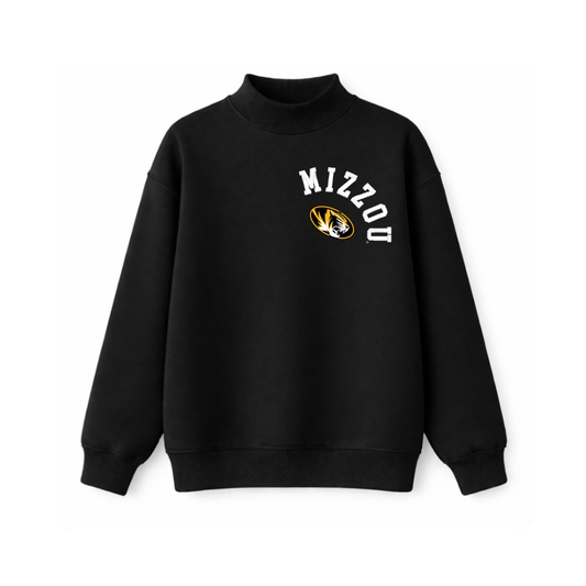 MIZZOU Vintage Varsity Mockneck- Black