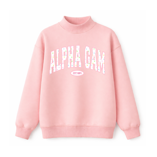 Alpha Gam Cotton Candy Mockneck