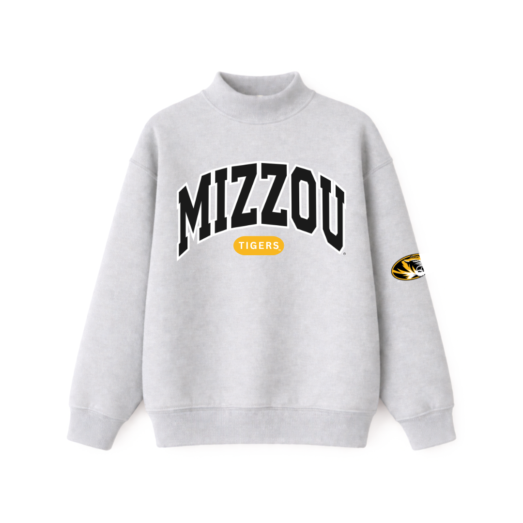 Mizzou Classic Varsity Mockneck- Grey