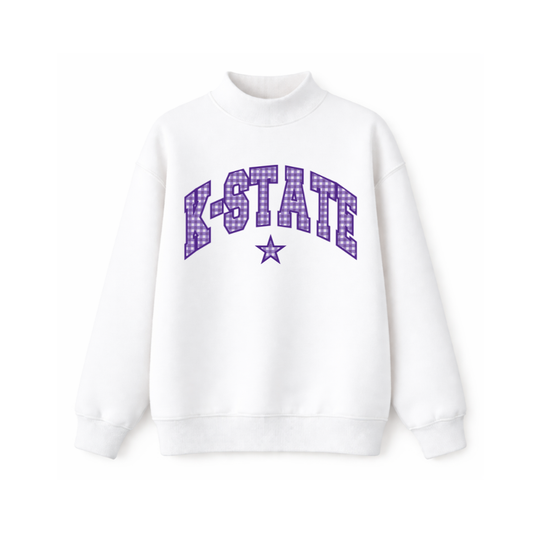 K-STATE Gingham Star Mockneck