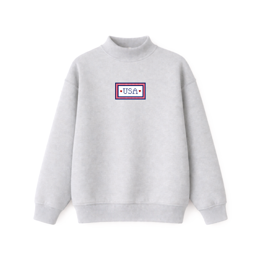 USA Needlepoint Mockneck