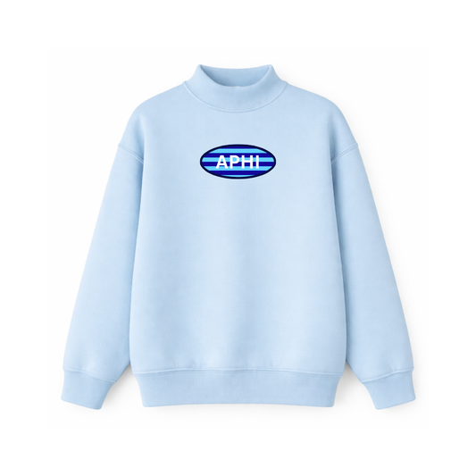 Blue Stripes White Letters Patch Mockneck