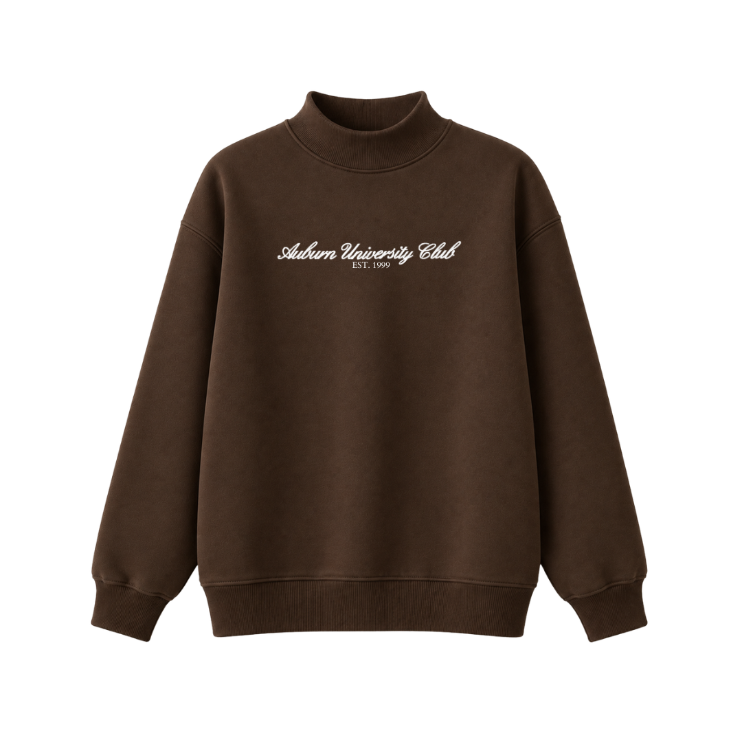 Brown AUC Cursive Mockneck