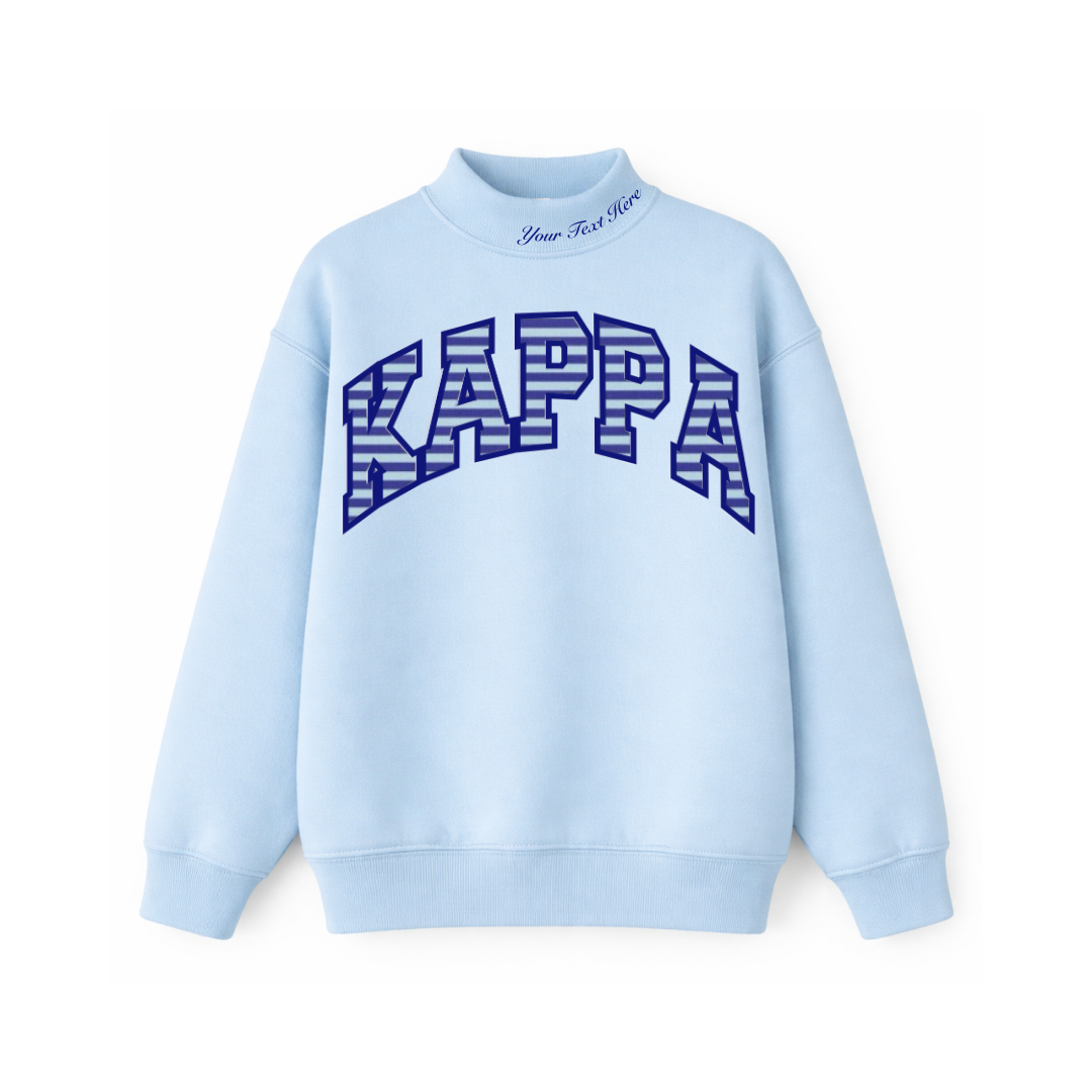 Mariner Stripe Neck Embroidered Mock