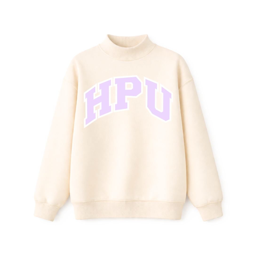 HPU Cream and Lavender Mockneck