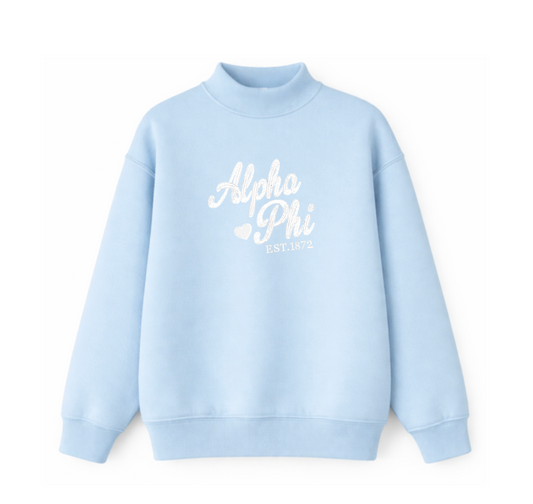 Alpha Phi Cursive Mockneck