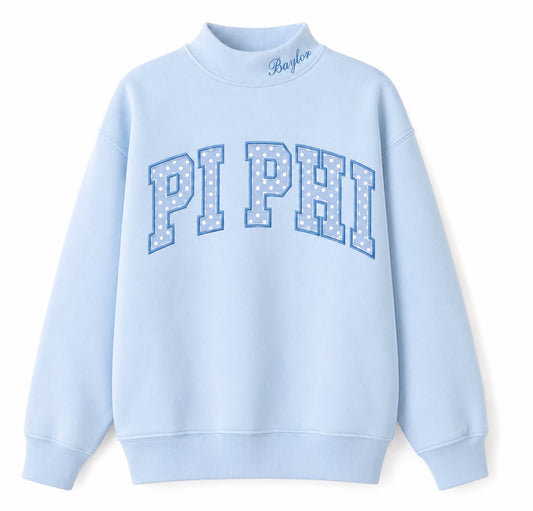 PI PHI Blueberry Polka Dot Mock