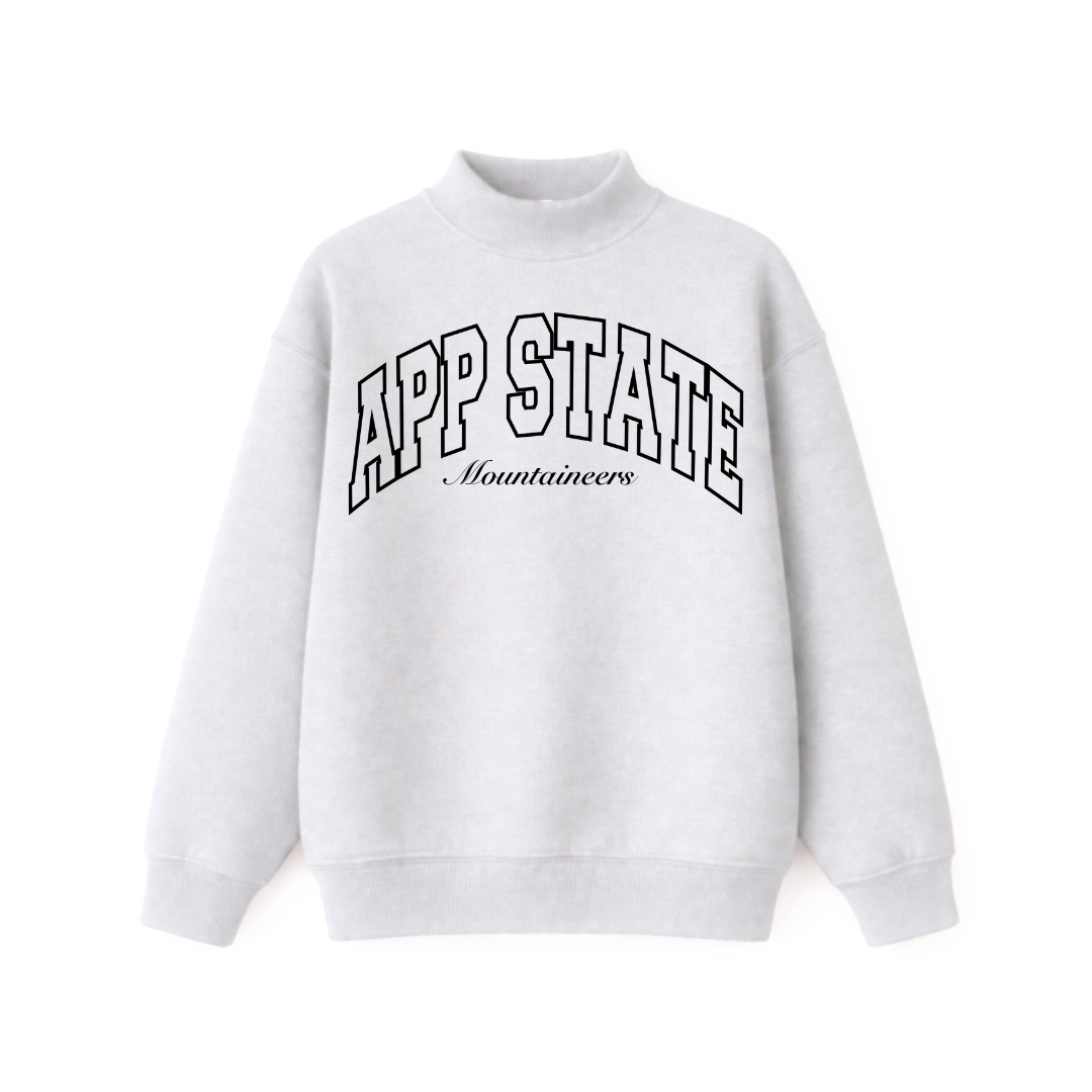 APP STATE Grey and Black Outline Mockneck