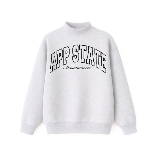 APP STATE Grey and Black Outline Mockneck