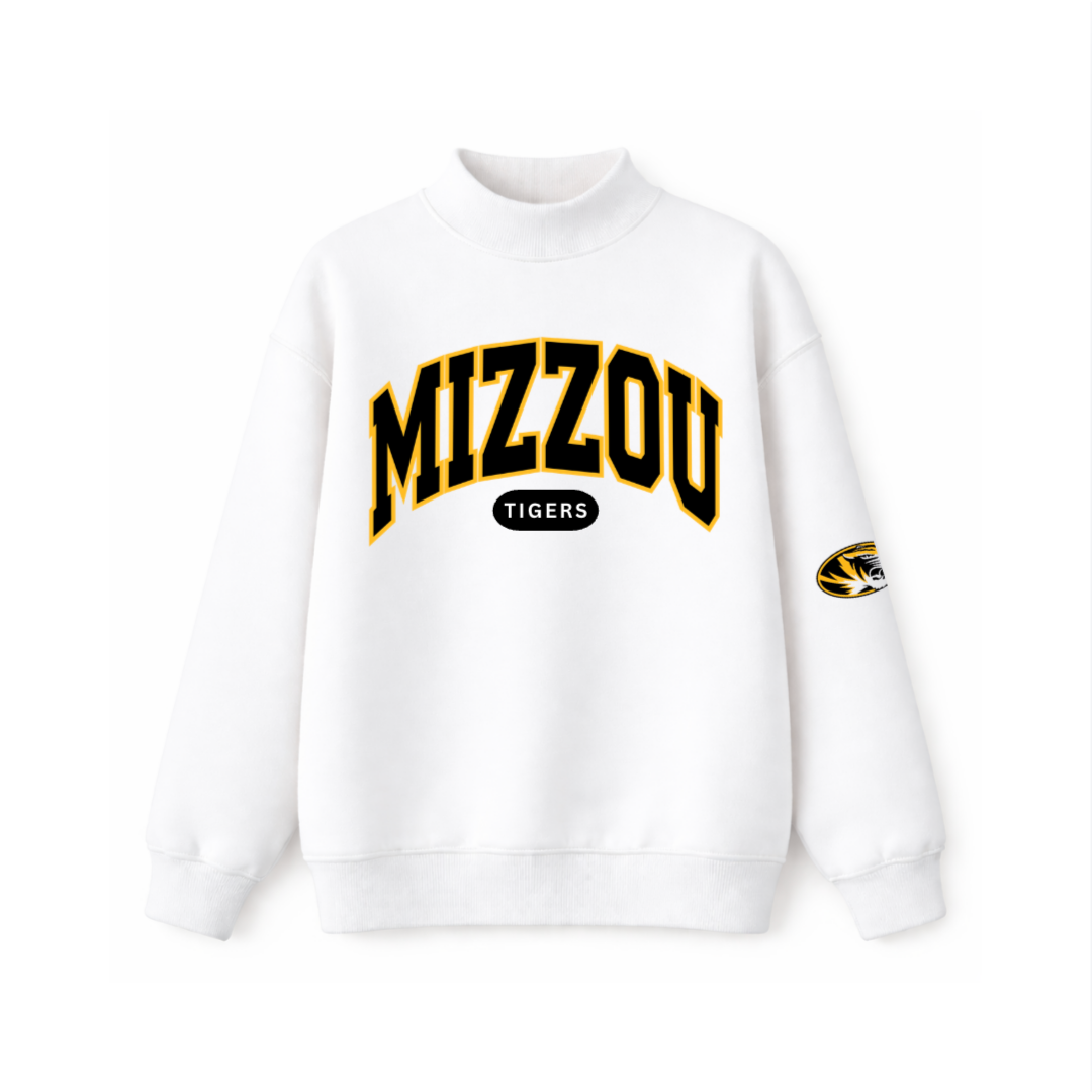 Mizzou Classic Varsity Mockneck- White