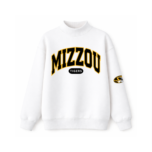 Mizzou Classic Varsity Mockneck- White