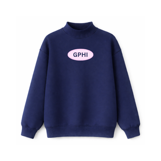Pink and White Stripes Patch Mockneck